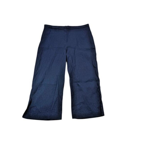 Theory Womens Linen Blend Size 16 Pocket Wide Leg Pants Trousers Navy  Plus - Picture 1 of 9